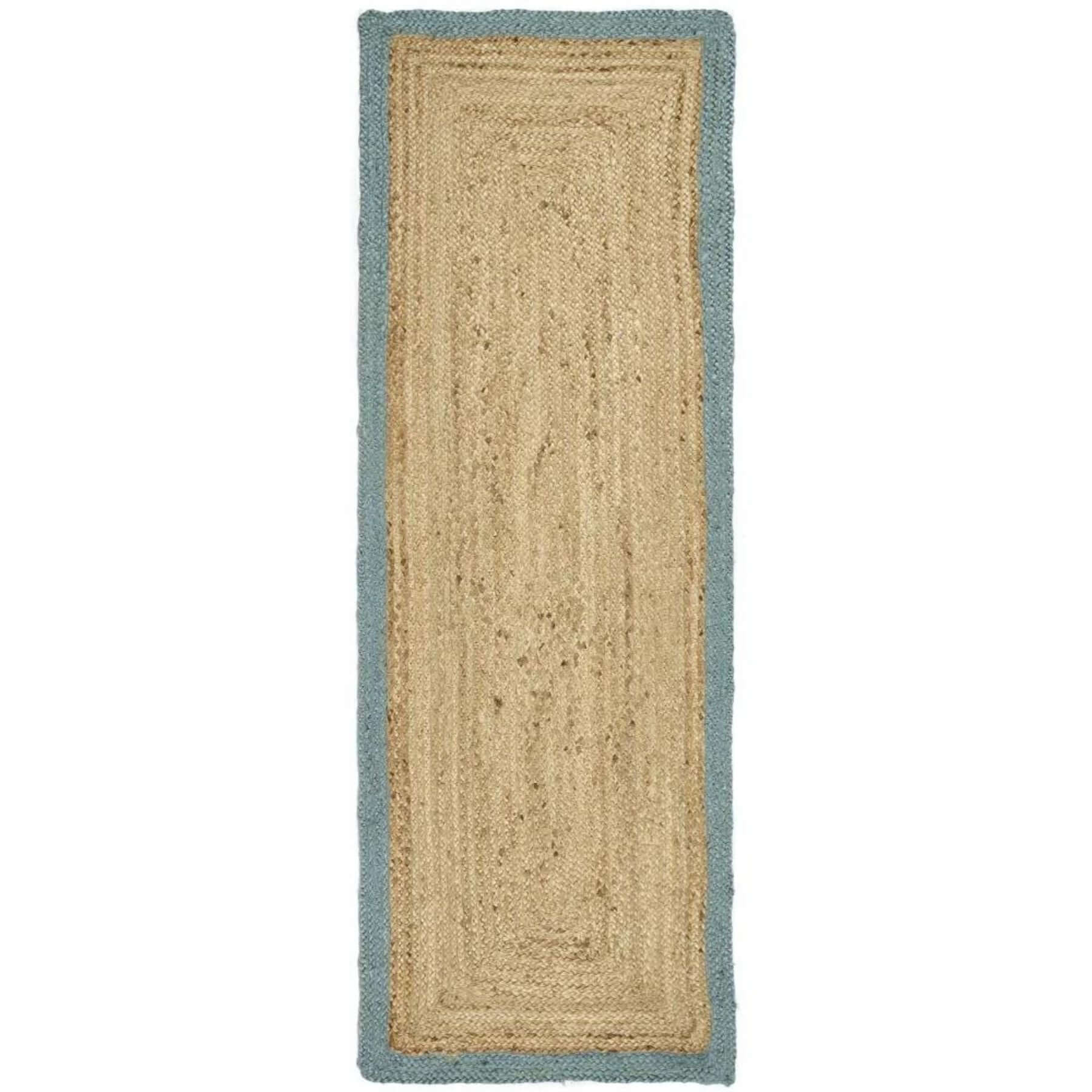 Bordered Duck Egg Blue Jute Rug - PN Home