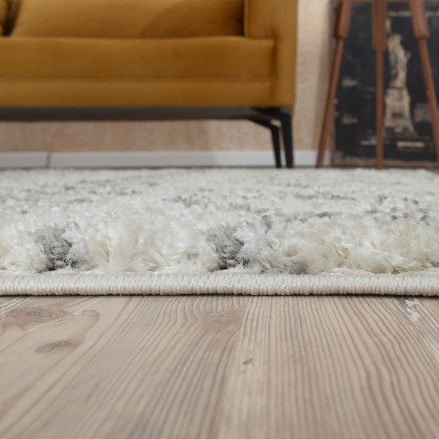 Moroccan Ivory Grey Shaggy Rug | 1000 - PN Home