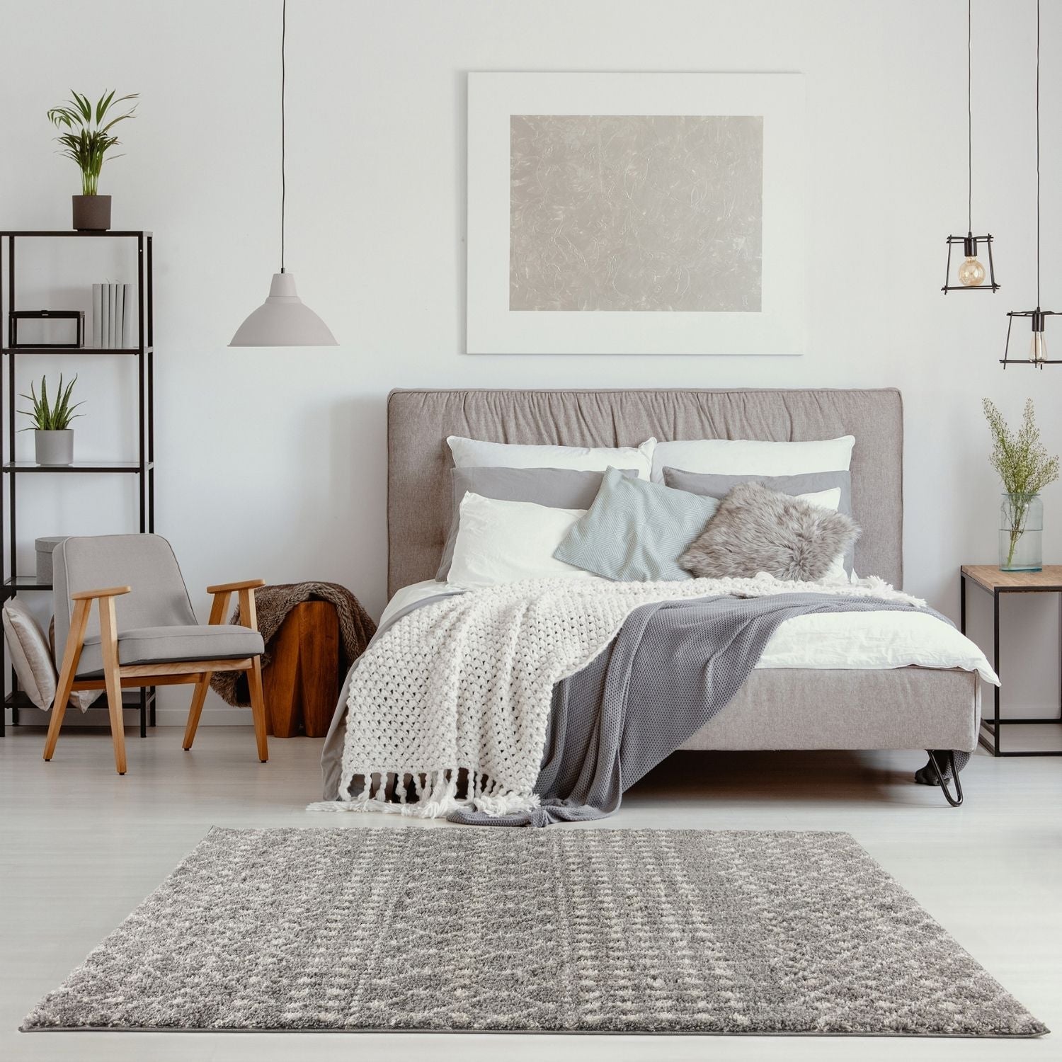 Moroccan Grey Shaggy Rug | 1010 - PN Home