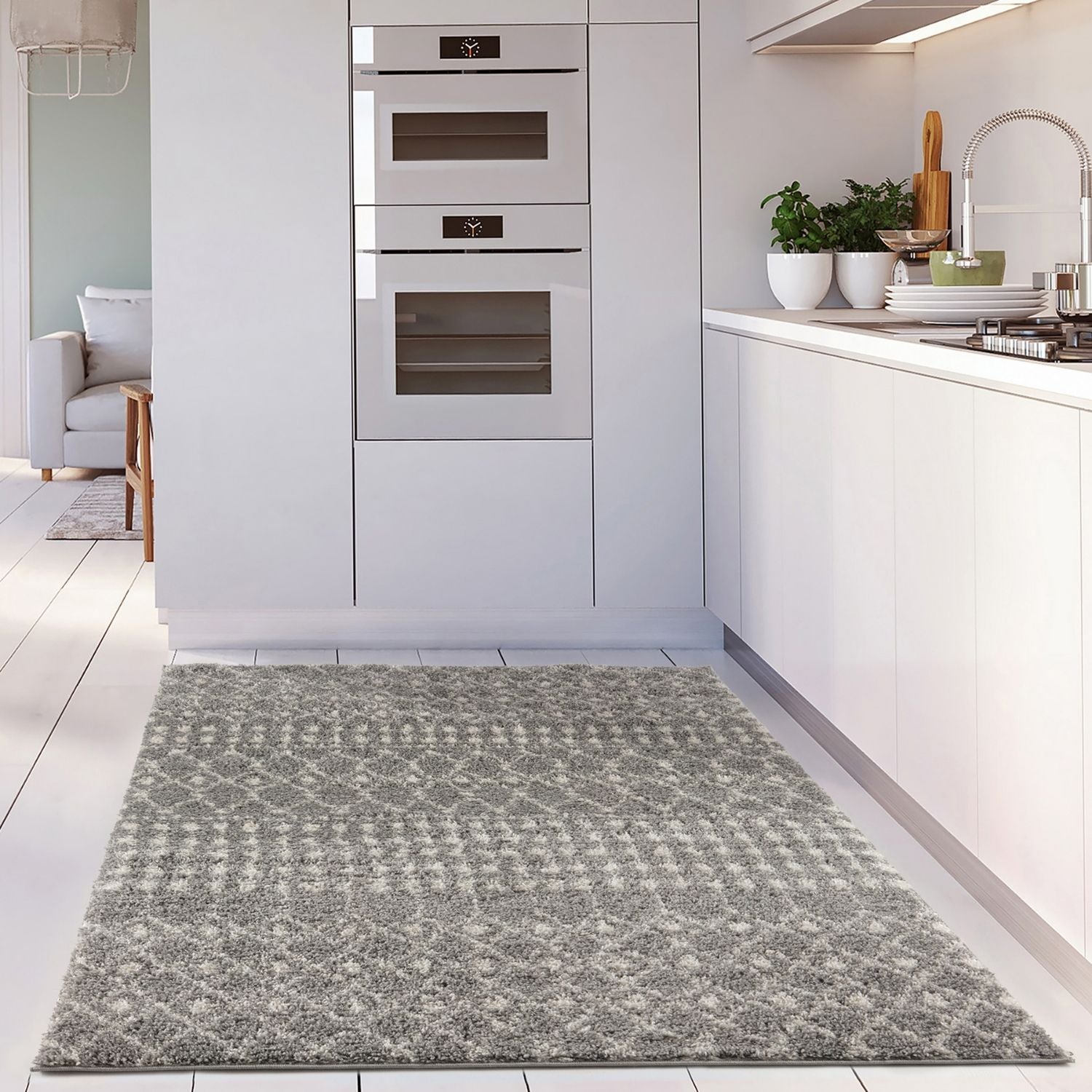 Moroccan Grey Shaggy Rug | 1010 - PN Home