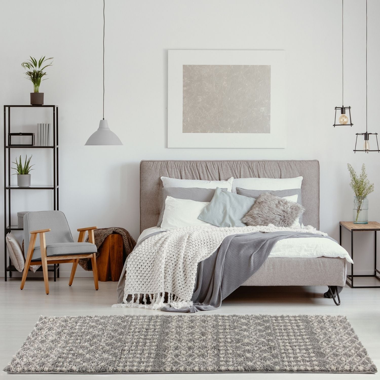 Moroccan Grey Shaggy Rug | 1010 - PN Home