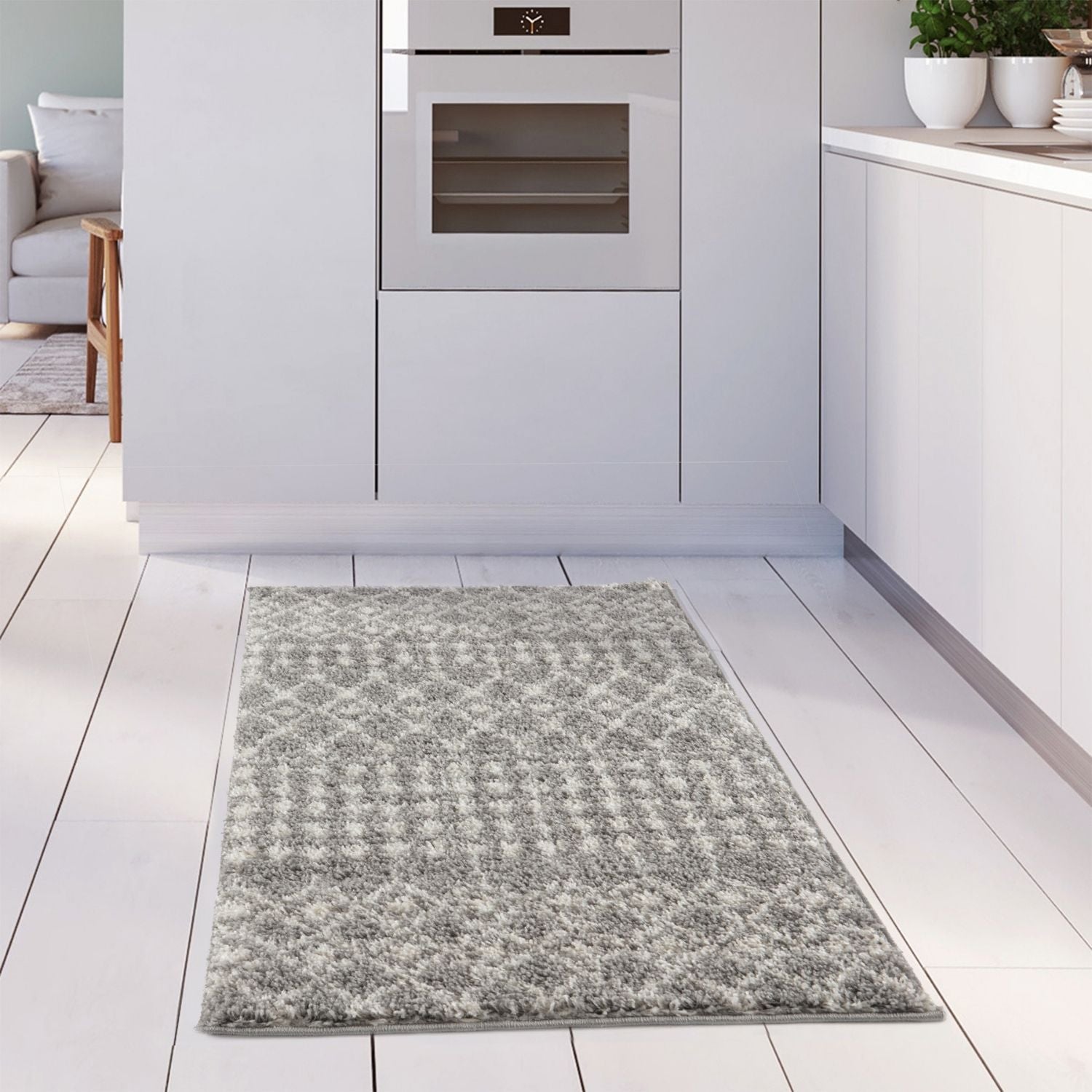 Moroccan Grey Shaggy Rug | 1010 - PN Home