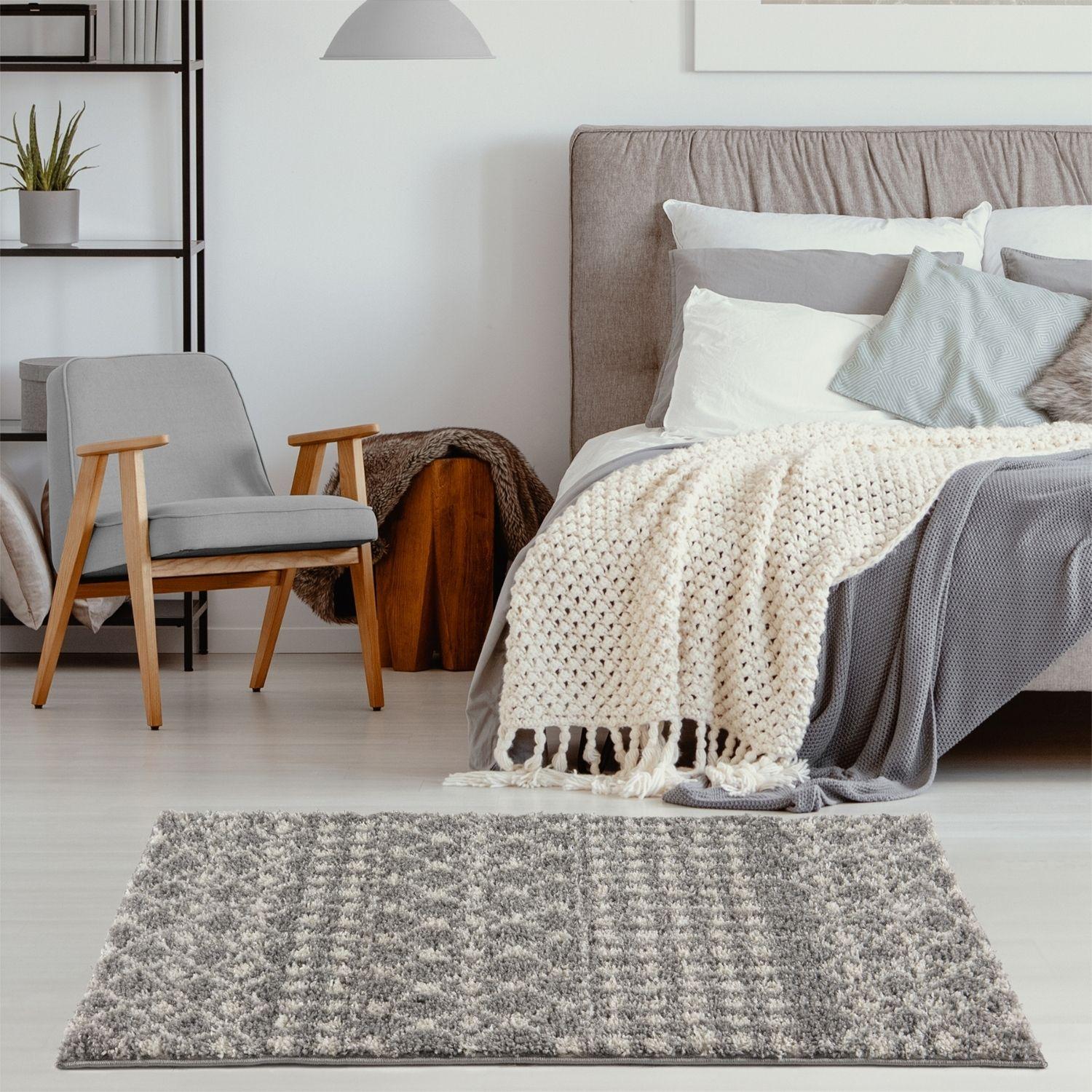 Moroccan Grey Shaggy Rug | 1010 - PN Home