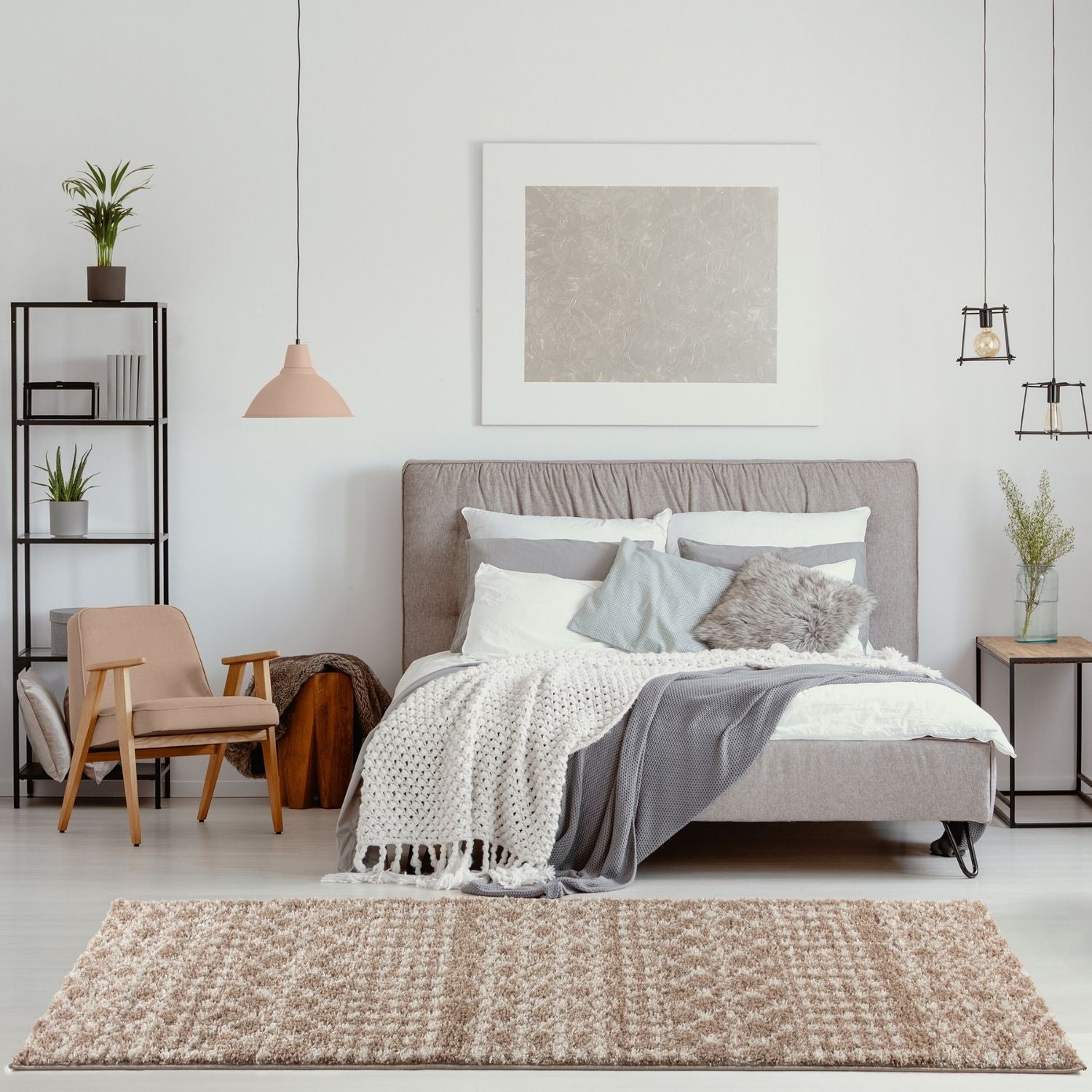 Moroccan Beige Shaggy Rug | 1020 - PN Home