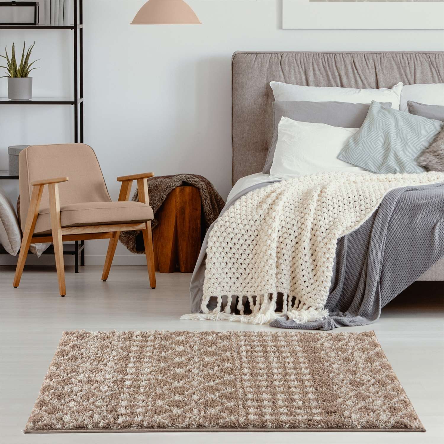 Moroccan Beige Shaggy Rug | 1020 - PN Home