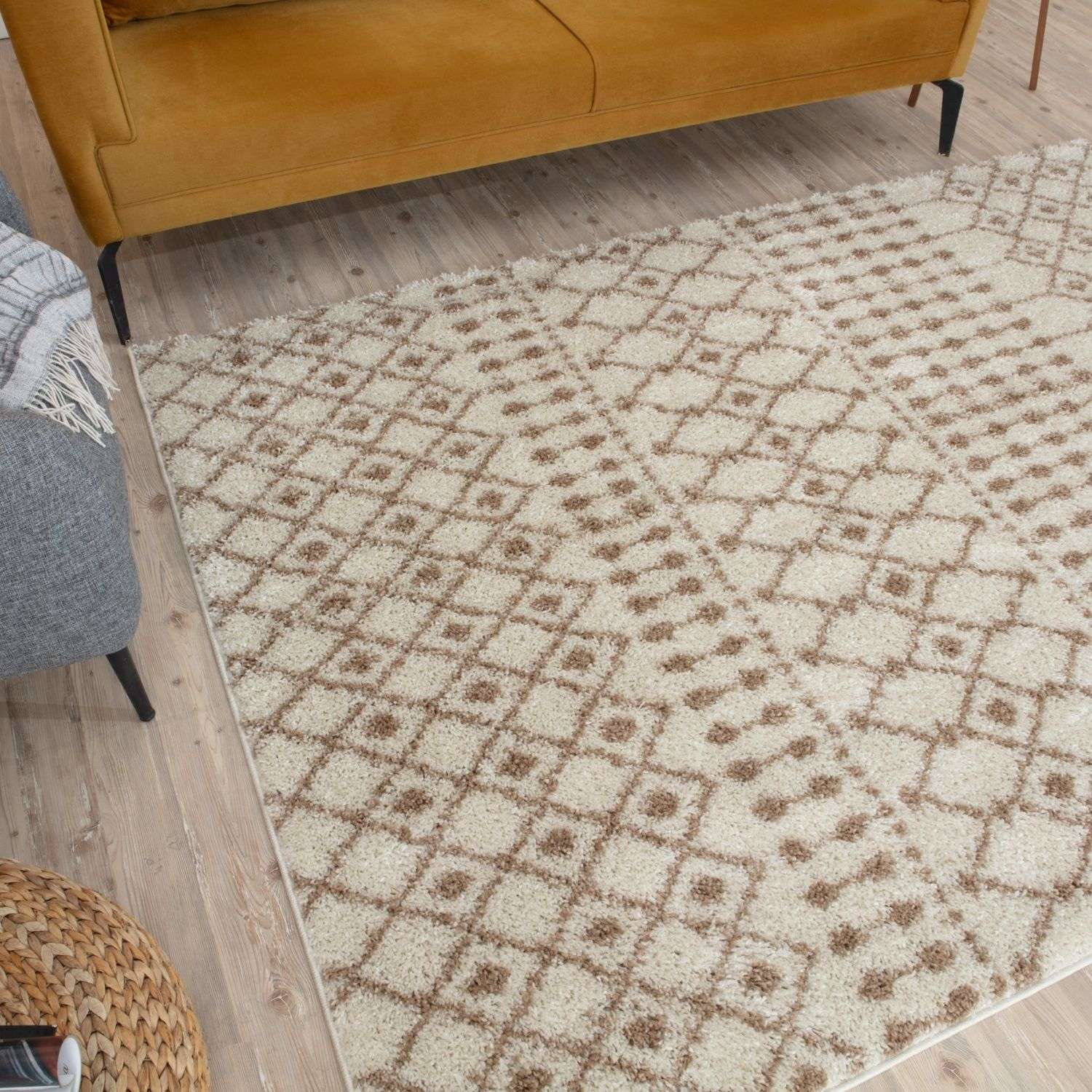 Moroccan Ivory Beige Shaggy Rug | 1030 - PN Home