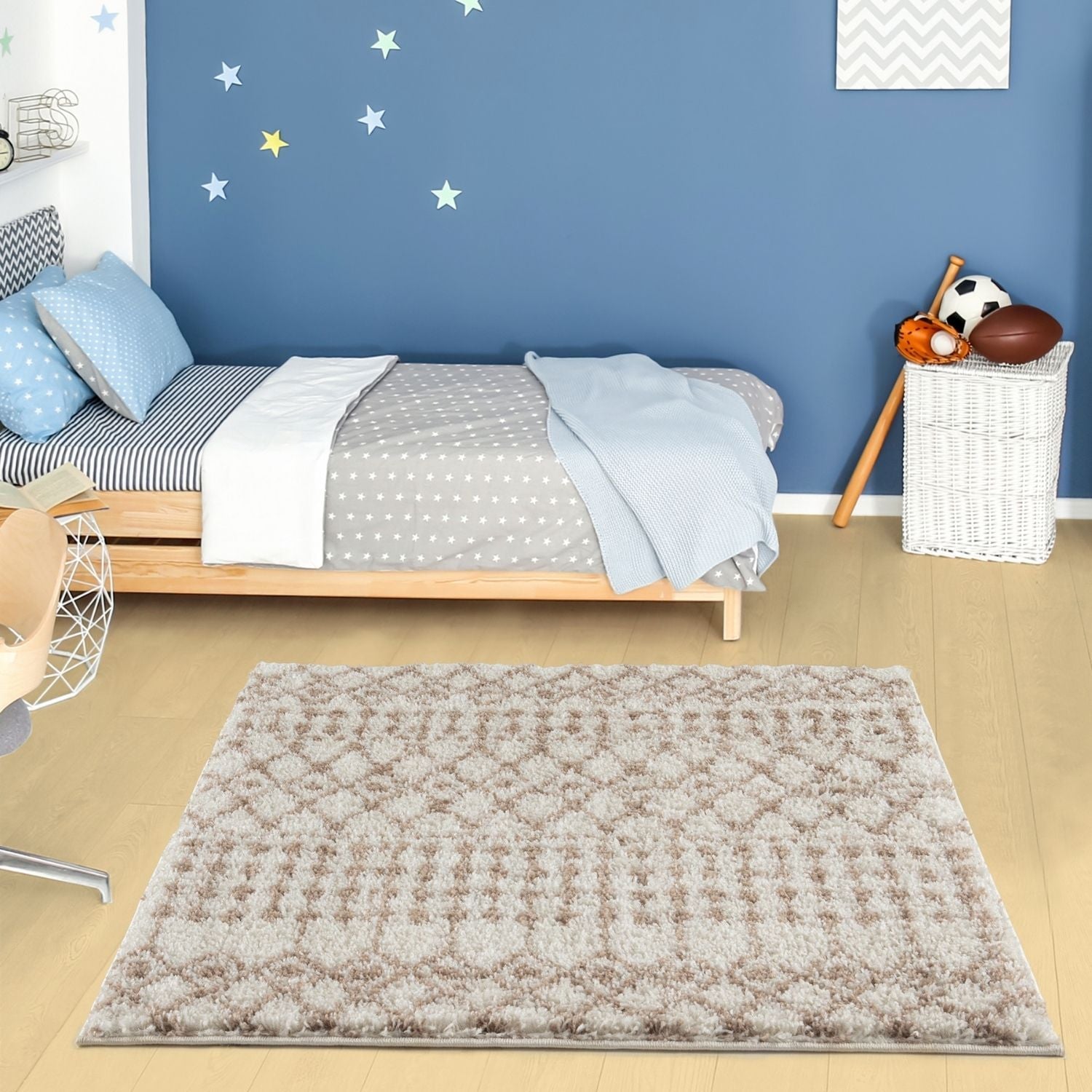 Moroccan Ivory Beige Shaggy Rug | 1030 - PN Home