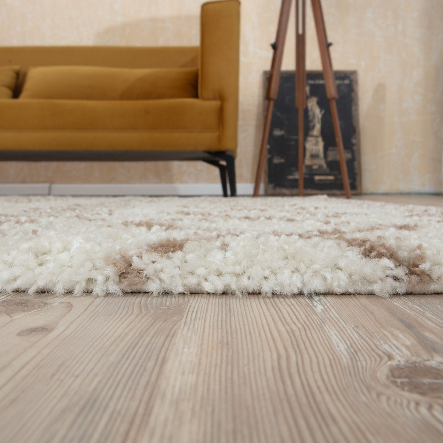 Moroccan Ivory Beige Shaggy Rug | 1030 - PN Home