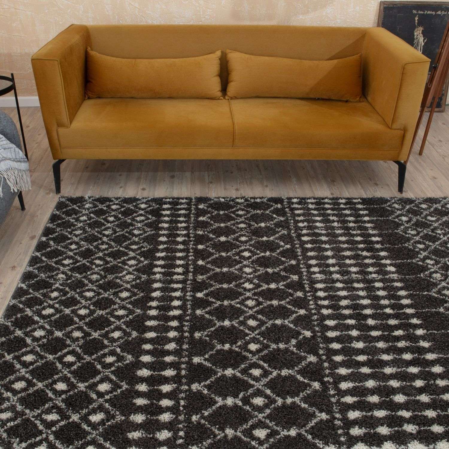 Moroccan Dark Grey Shaggy Rug | 1040 - PN Home