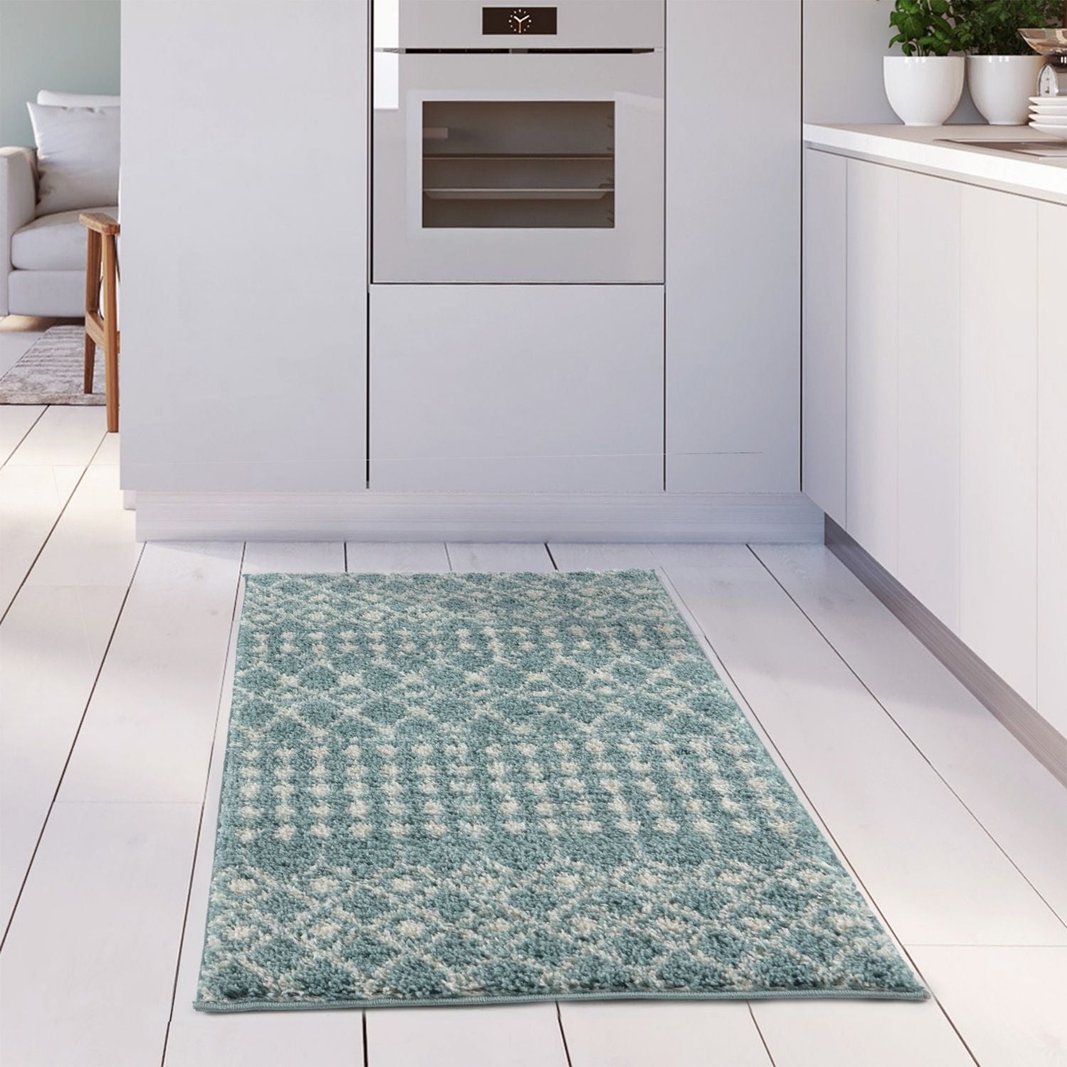 Moroccan Duck Egg Blue Shaggy Rug | 1050 - PN Home