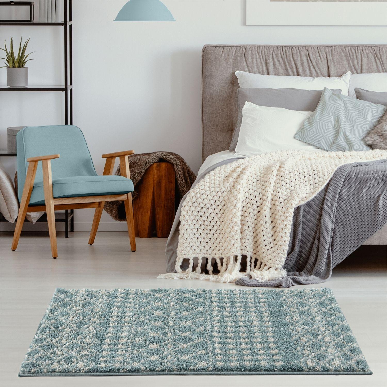 Moroccan Duck Egg Blue Shaggy Rug | 1050 - PN Home