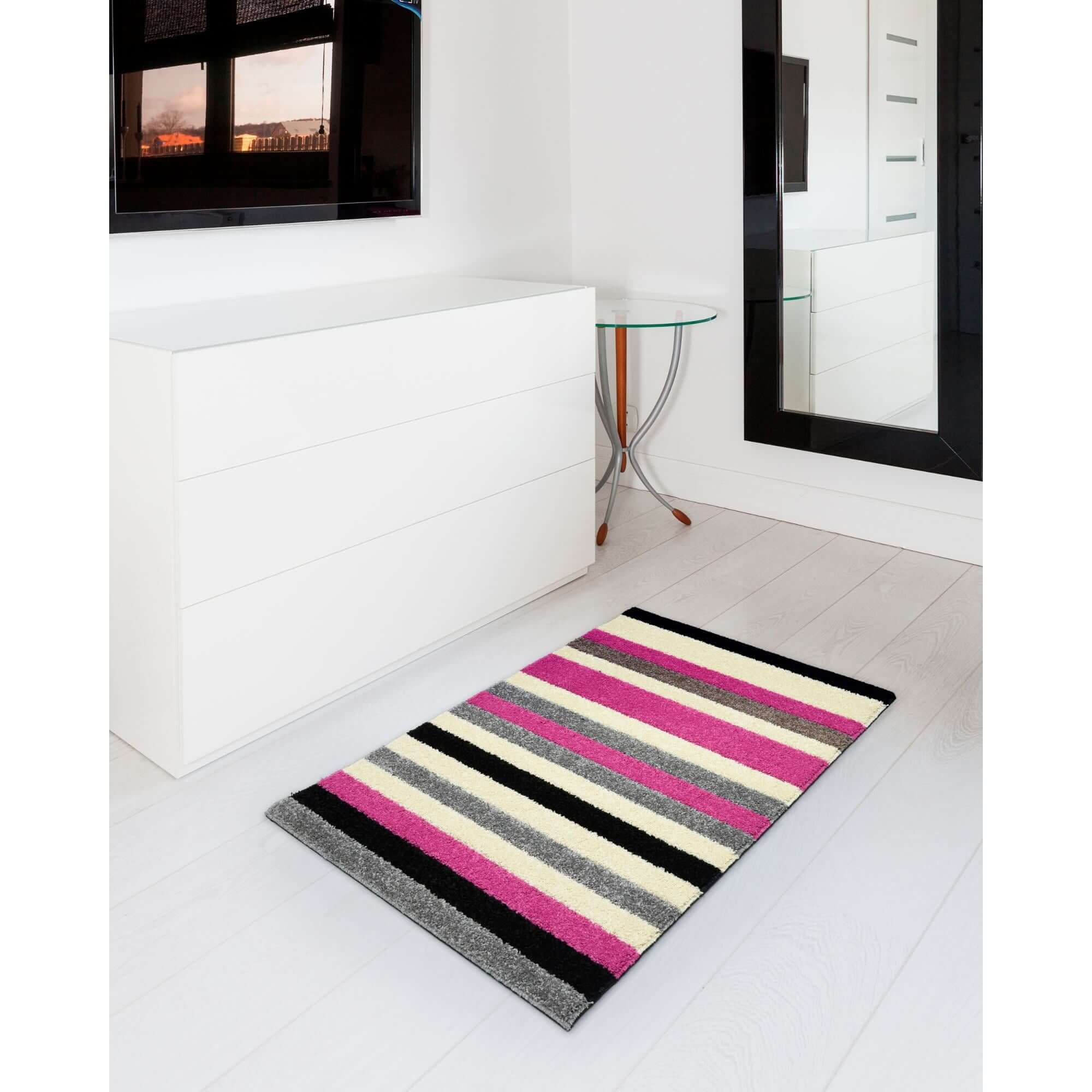 Linea Striped Pink Washable Rug - PN Home
