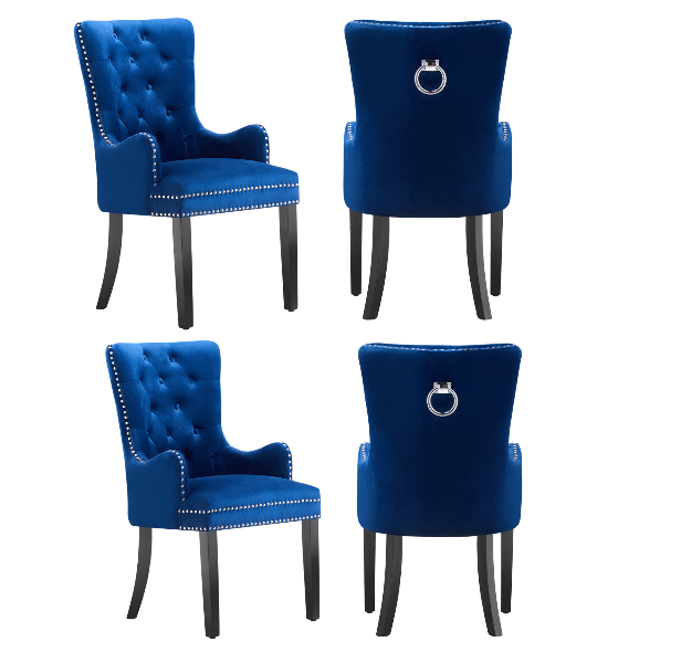 Windsor LUX Knocker Back Velvet Dining Chair w/ Armrests