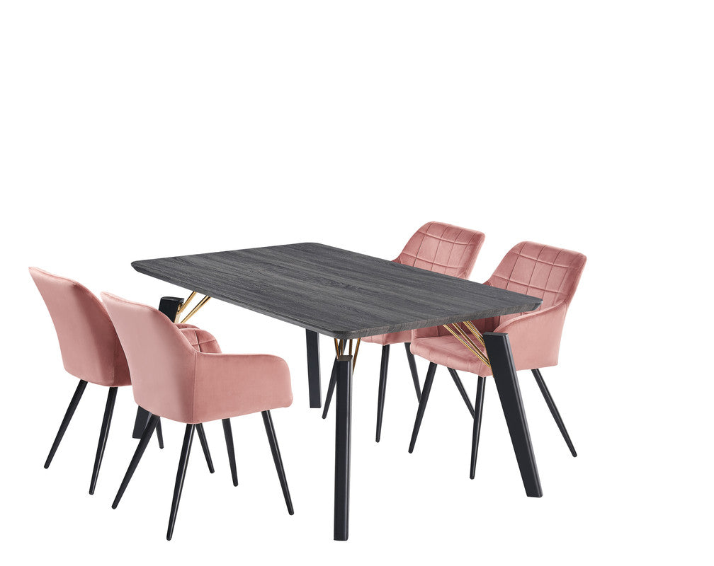 Camden Cosmo LUX Dining Set, a Table and Chairs Set of 4, Black/Dark Grey