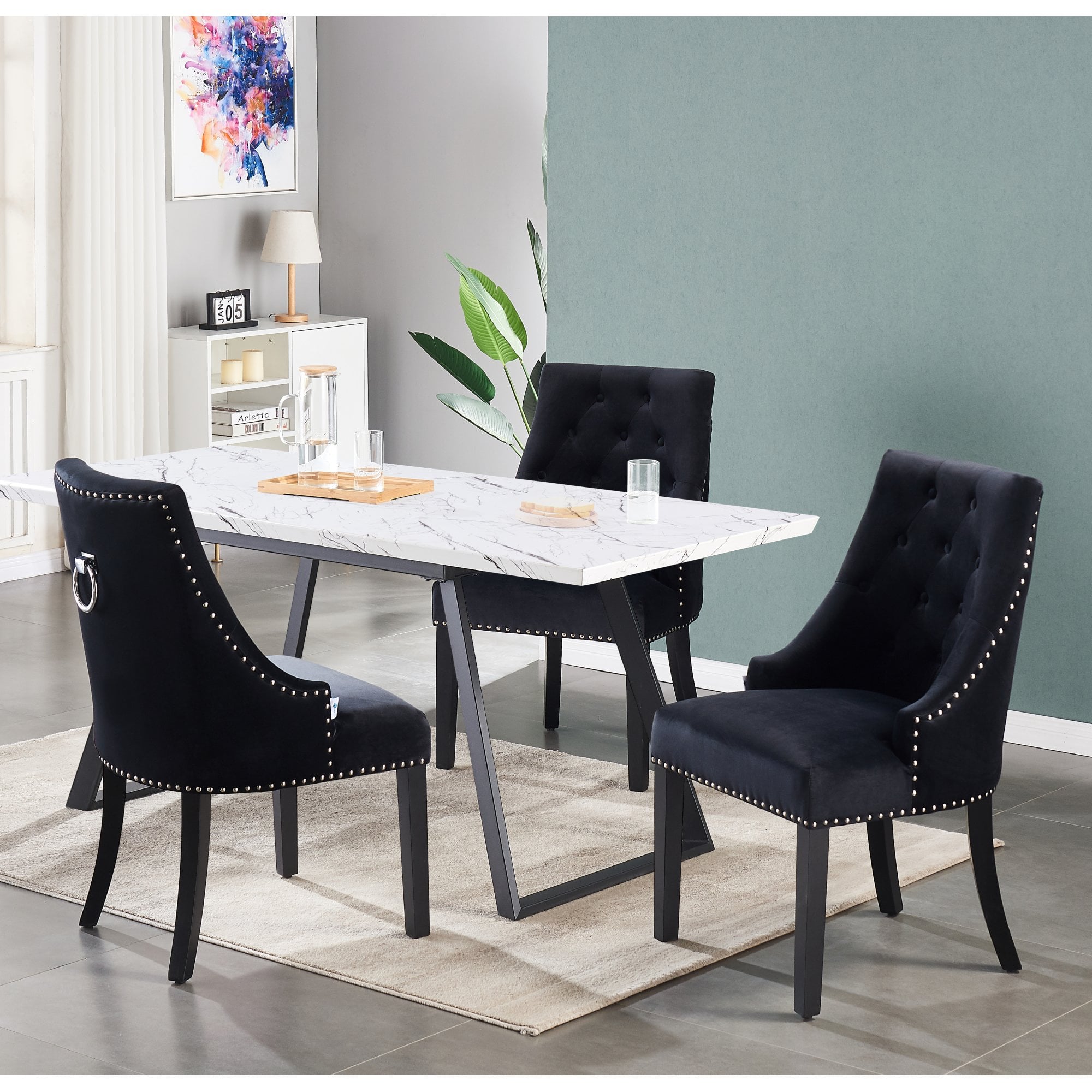 Windsor Toga Lux Dining Set | a White Table and Set of 6 Chairs - PN Home