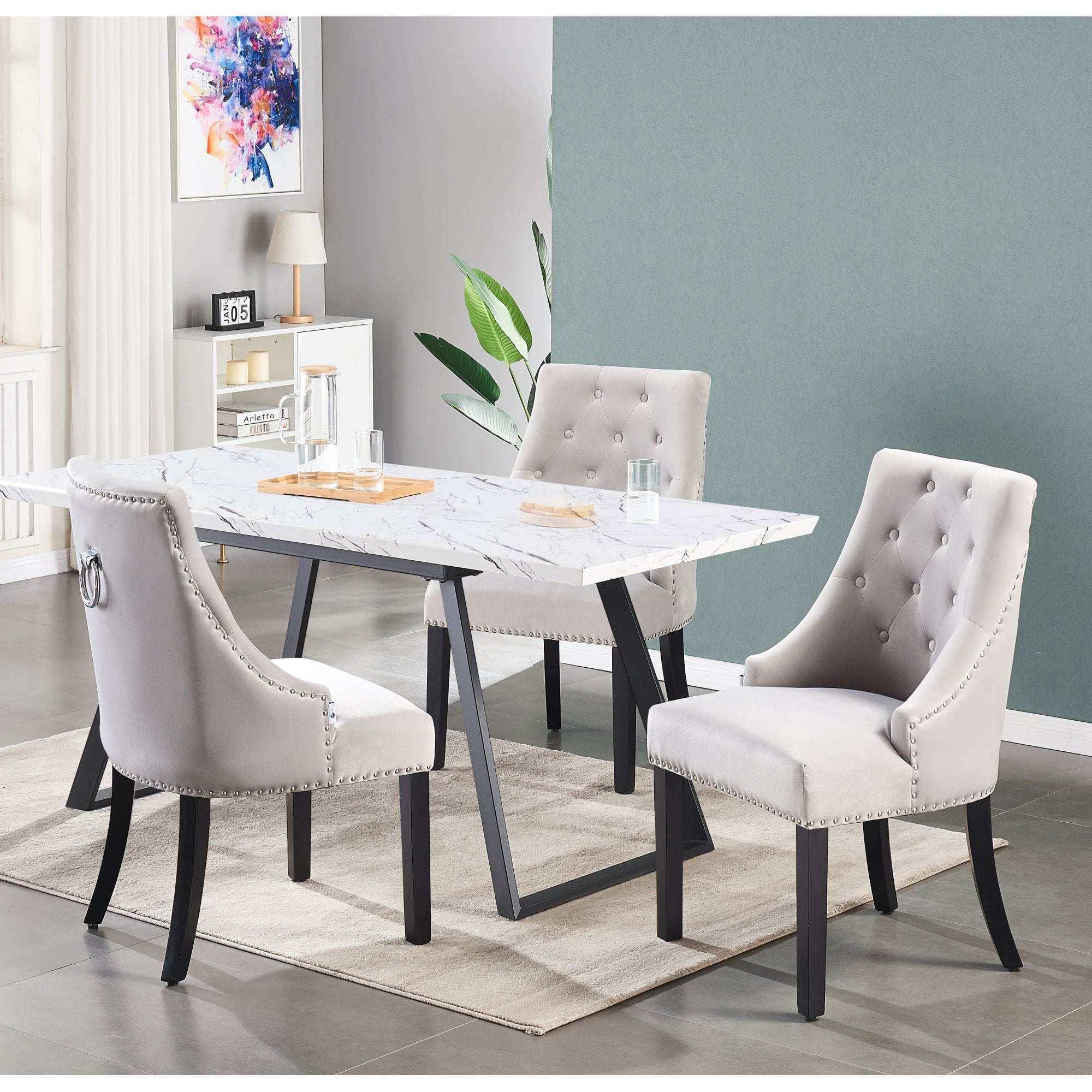 Windsor Toga Lux Dining Set | a White Table and Set of 6 Chairs - PN Home