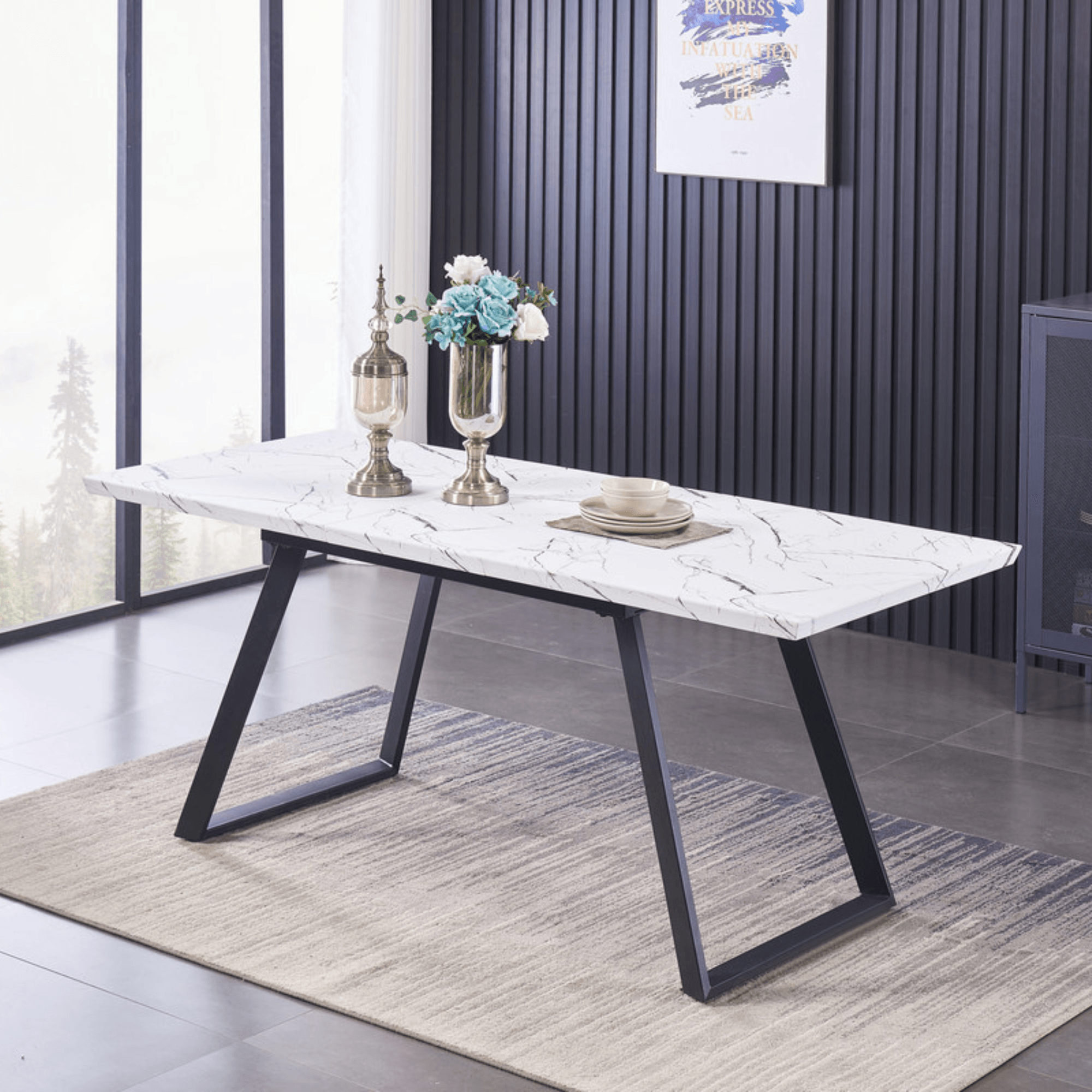 Windsor Toga Lux Dining Set | a White Table and Set of 6 Chairs - PN Home