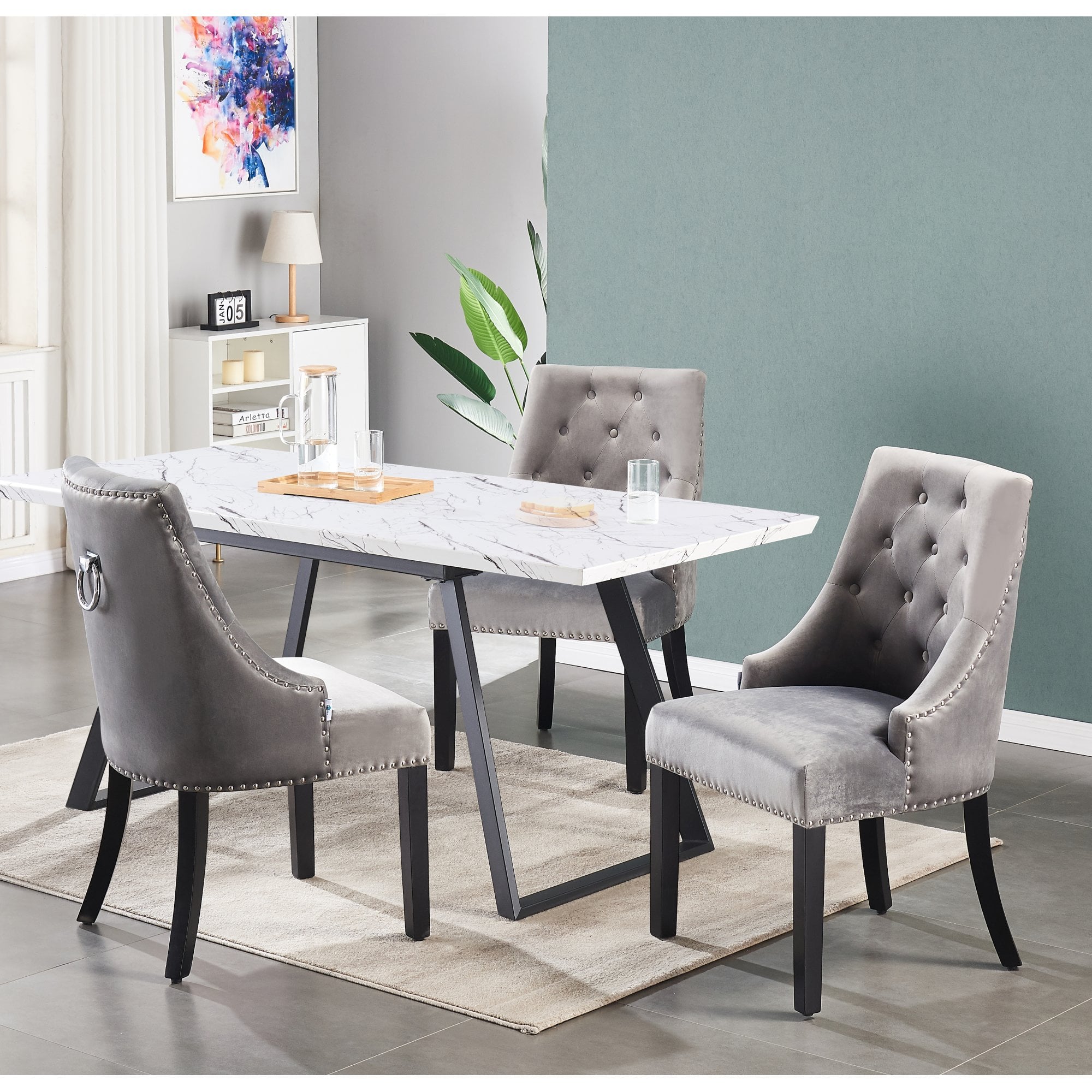 Windsor Toga Lux Dining Set | a White Table and Set of 6 Chairs - PN Home