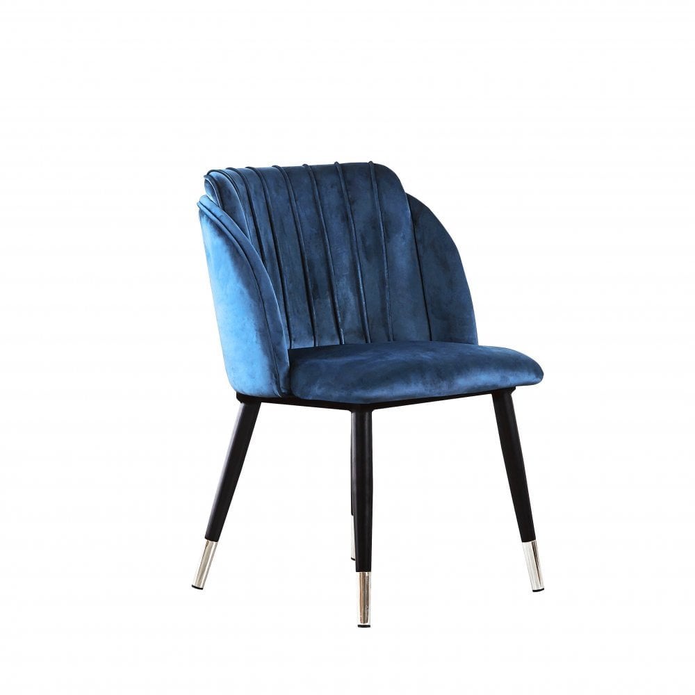 Milano Blaze LUX Dining Set | a White EXTENDABLE Dining Table & 6 Velvet Dining Chairs with Silver End Caps