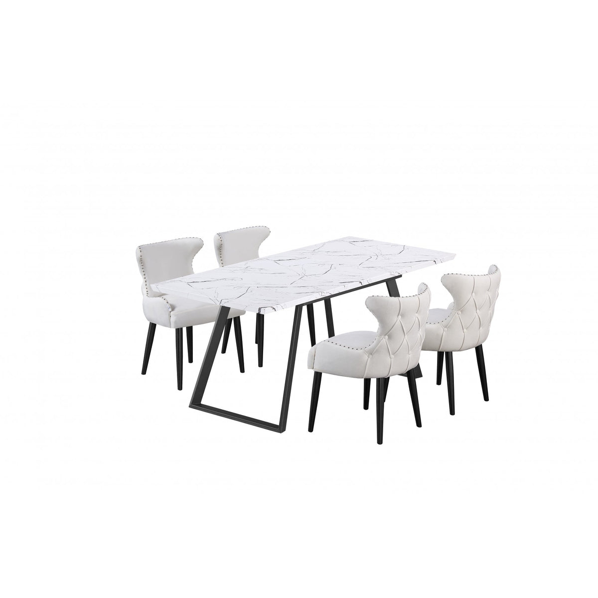 Toga Oxford LUX Dining Set Toga Extendable Dining Table w Set 4 Oxford LUX Velvet Dining Chairs