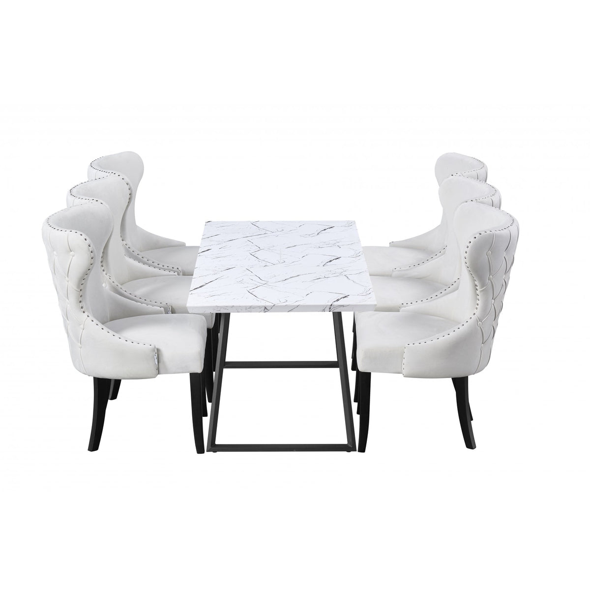 Toga Mayfair LUX Dining Table Set Toga Extendable Dining Table w Set 6 Mayfair LUX Velvet Dining Chairs