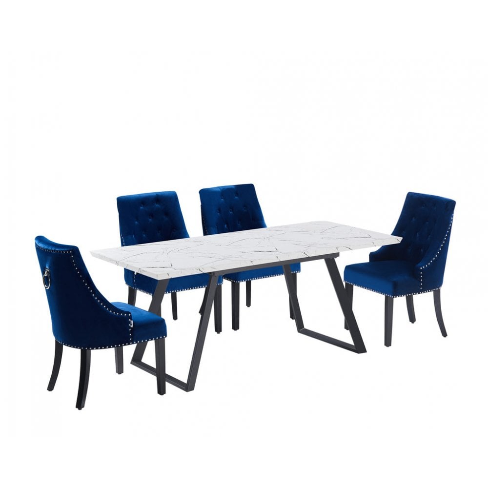 Windsor Toga Lux Dining Set | a White Table and Set of 6 Chairs - PN Home