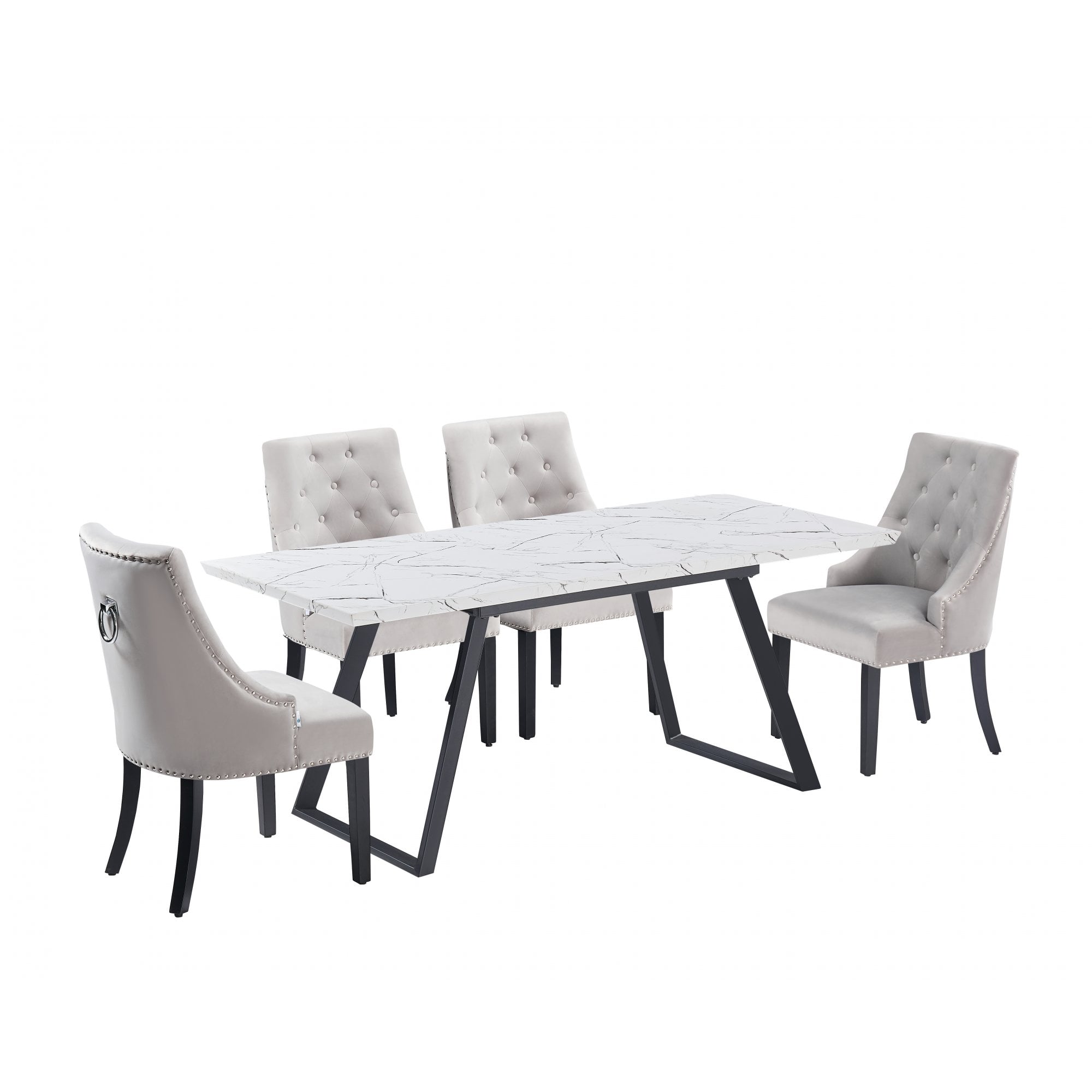 Windsor Toga Lux Dining Set | a White Table and Set of 6 Chairs - PN Home
