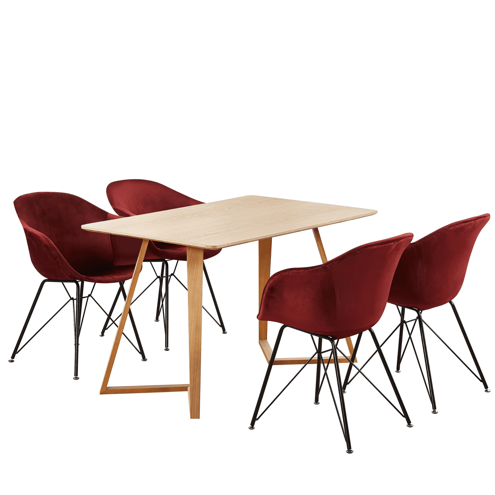 Valentina Dallas Dining Table Chairs Set 4 Oak Dining Table & Set 4 Velvet Dining Chairs