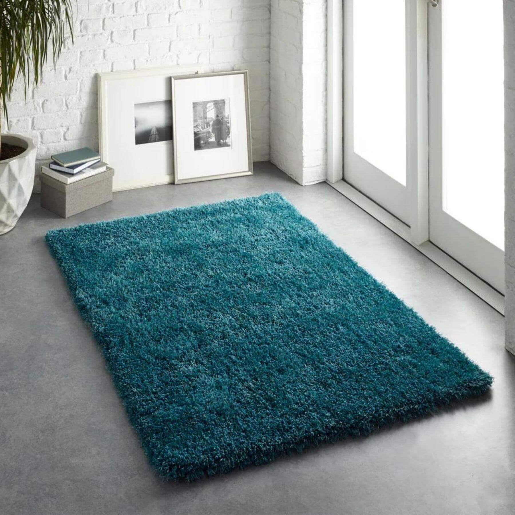Chicago Dark Teal Shaggy Rug - PN Home