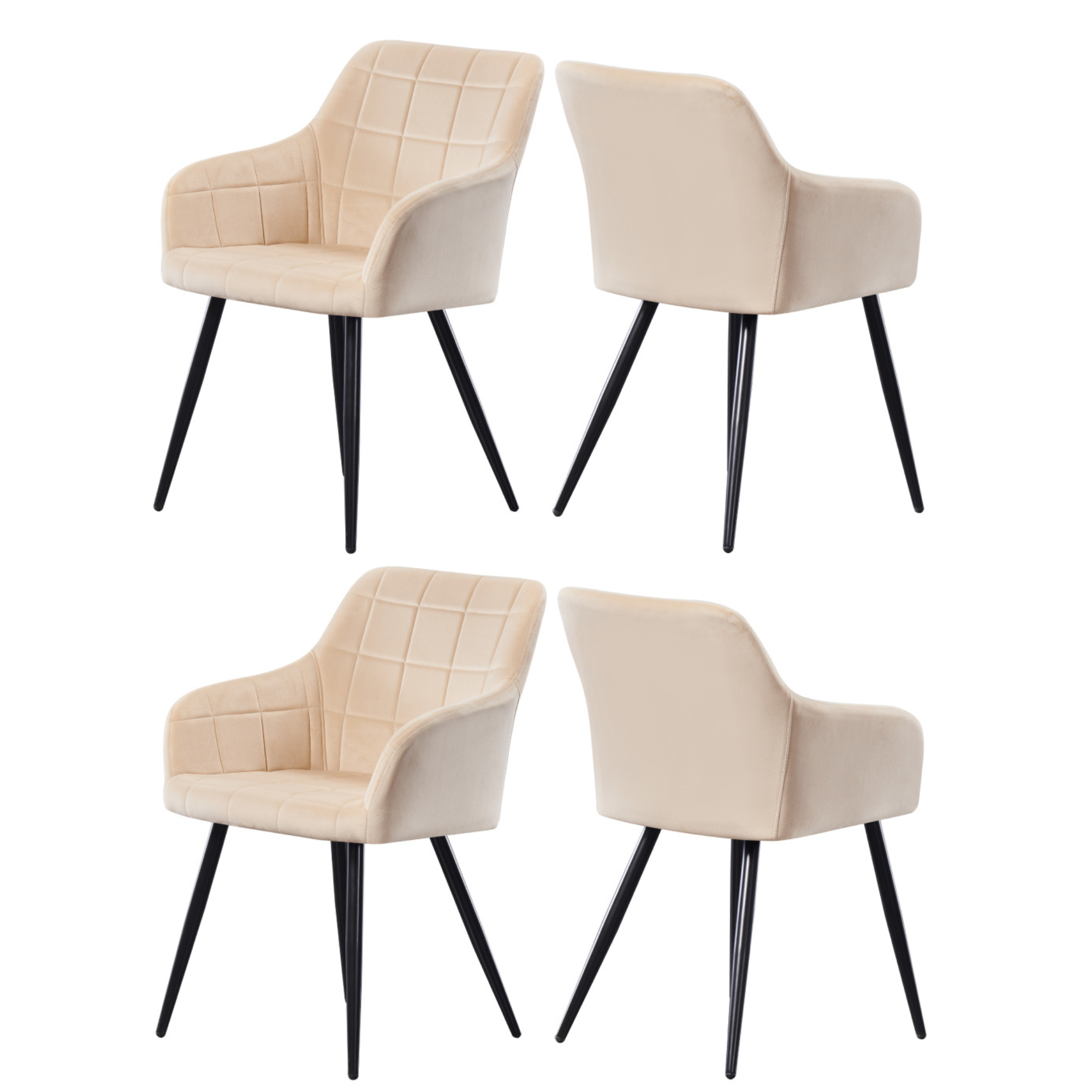 Camden Cosmo LUX Dining Set, a Table and Chairs Set of 4, Black/Dark Grey