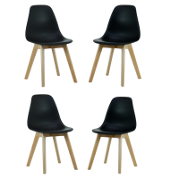 Rico Halo Dining Set with Oak Table and 4 Black Chairs