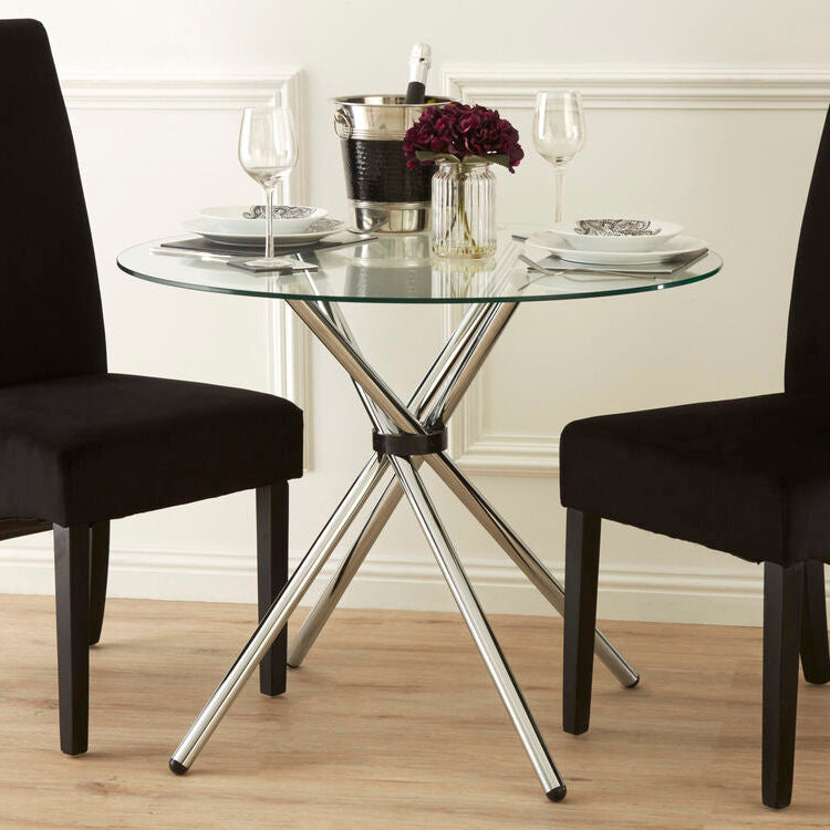 Afton Round Dining Table With Glass Top - PN Home