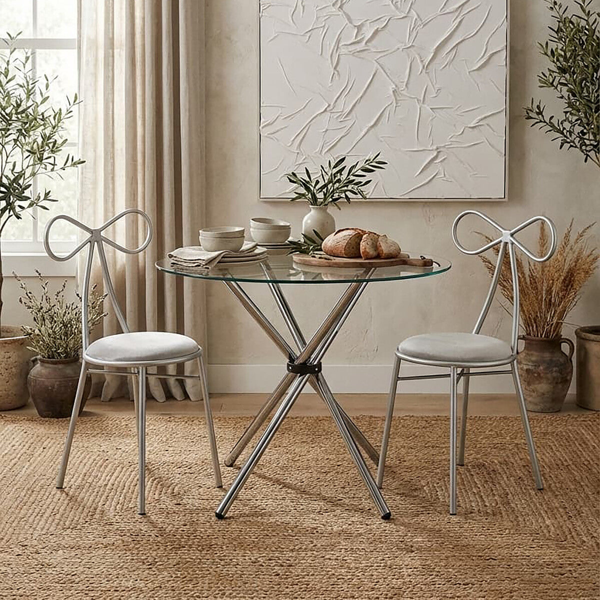 Afton Round Dining Table With Glass Top - PN Home