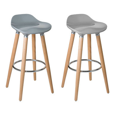 Stockholm Taupe Bar Stool with Wooden Legs