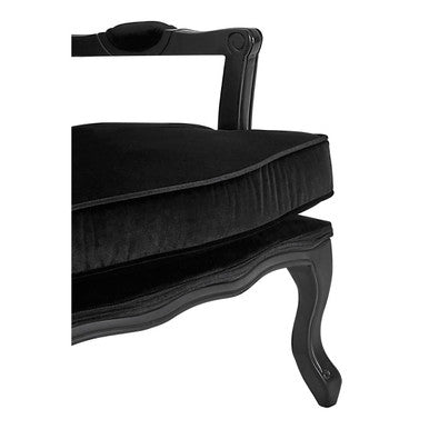 Rococo Black Shiny Velvet Chair And Footstool - PN Home