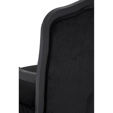 Rococo Black Shiny Velvet Chair And Footstool - PN Home