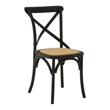 Lyon Black Oak Wood and Rattan Dining Chair - PN Home