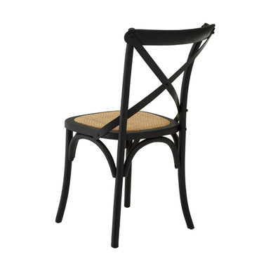 Lyon Black Oak Wood and Rattan Dining Chair - PN Home