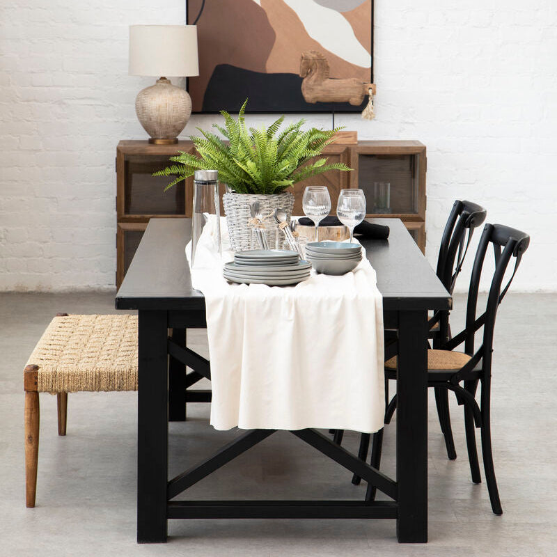 Lyon Black Oak Wood and Rattan Dining Chair - PN Home