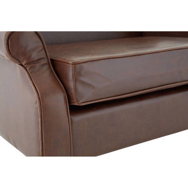 Fulham Brown Leather Effect Wing Armchair - PN Home