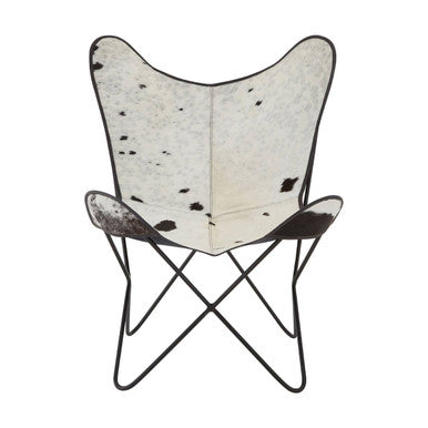 Buffalo Black and White Cowhide Butterfly Chair