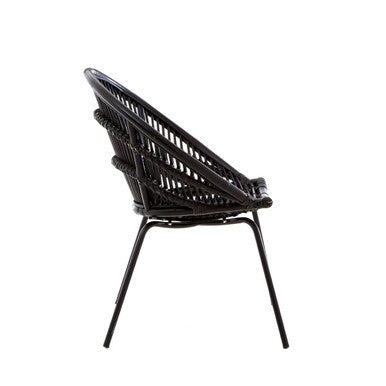 Lagom Black Natural Rattan Chair With Iron Legs - PN Home