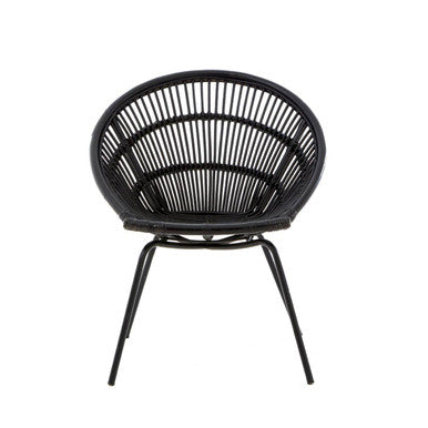 Lagom Black Natural Rattan Chair With Iron Legs - PN Home