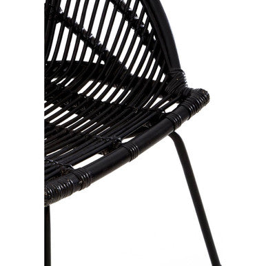 Lagom Black Natural Rattan Chair with Iron Legs - PN Home