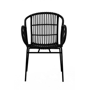 Lagom Black Natural Rattan Chair With Raised Sides - PN Home
