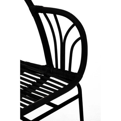 Lagom Black Natural Rattan Chair With Raised Sides - PN Home