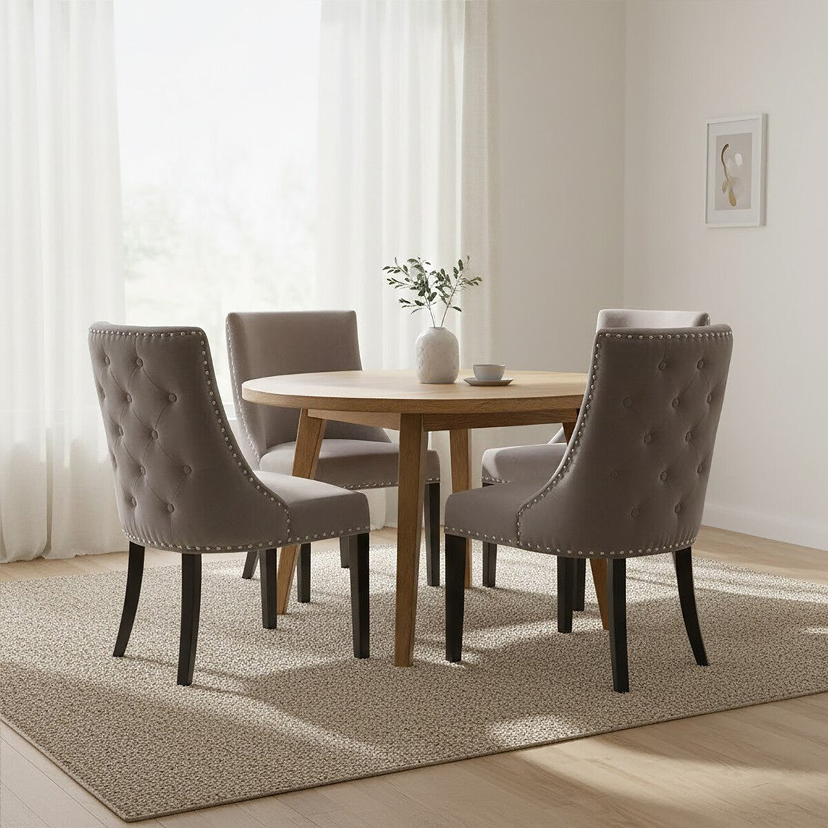 Regents Park Grey Velvet With Tufted Back Dining Chair - PN Home