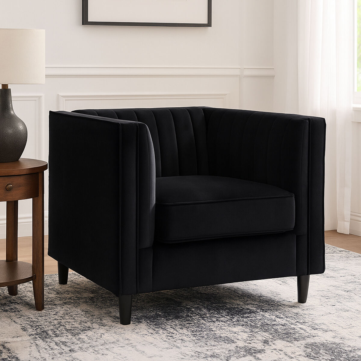 Farah Black Velvet Chair - PN Home