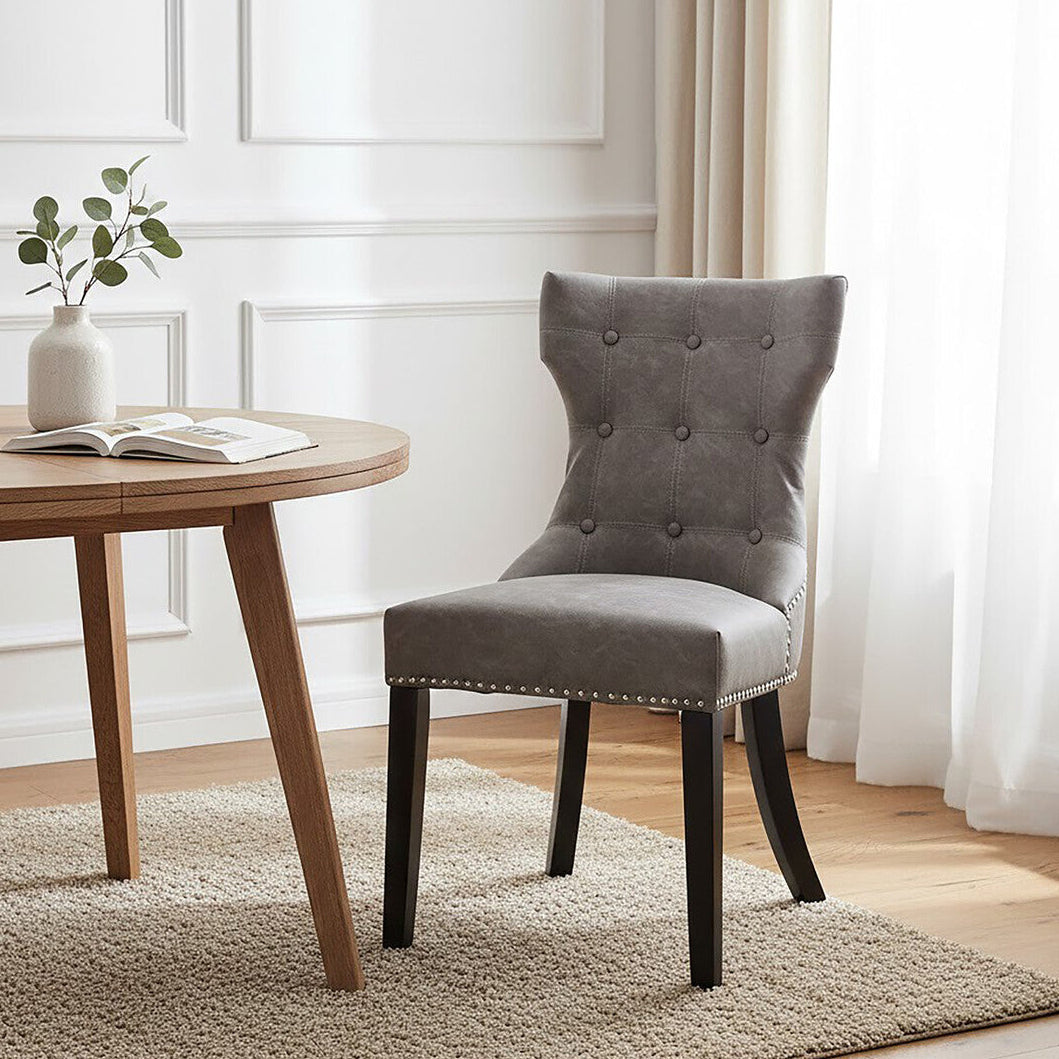 Daxton Grey Leather Effect Dining Chair - PN Home