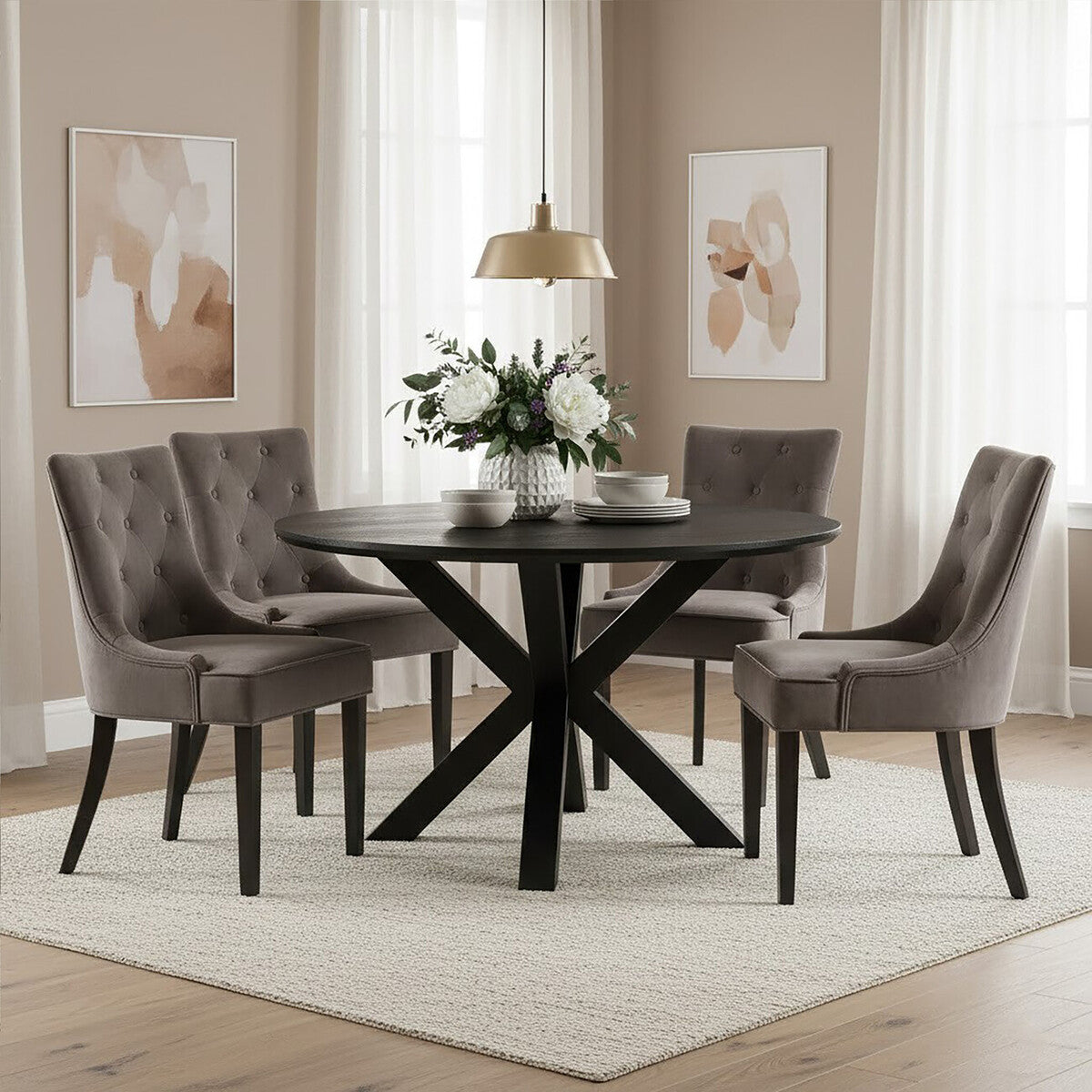 Daxton Storm Grey Velvet Dining Chair - PN Home